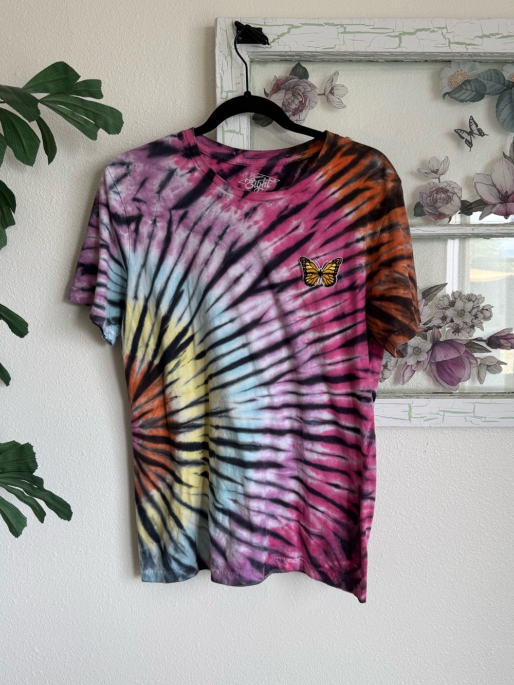 Eighty Eight Tie-Dye Tee with Butterfly Patch Size M